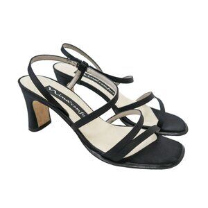Vintage Y2K Nina Comfort Black Satin Strappy Heels